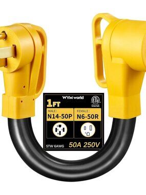 Welder Adapter Cord,Nema 14-50P Male to 6-50R Female,Rv Plug 50 Amp 4 Prong to 3